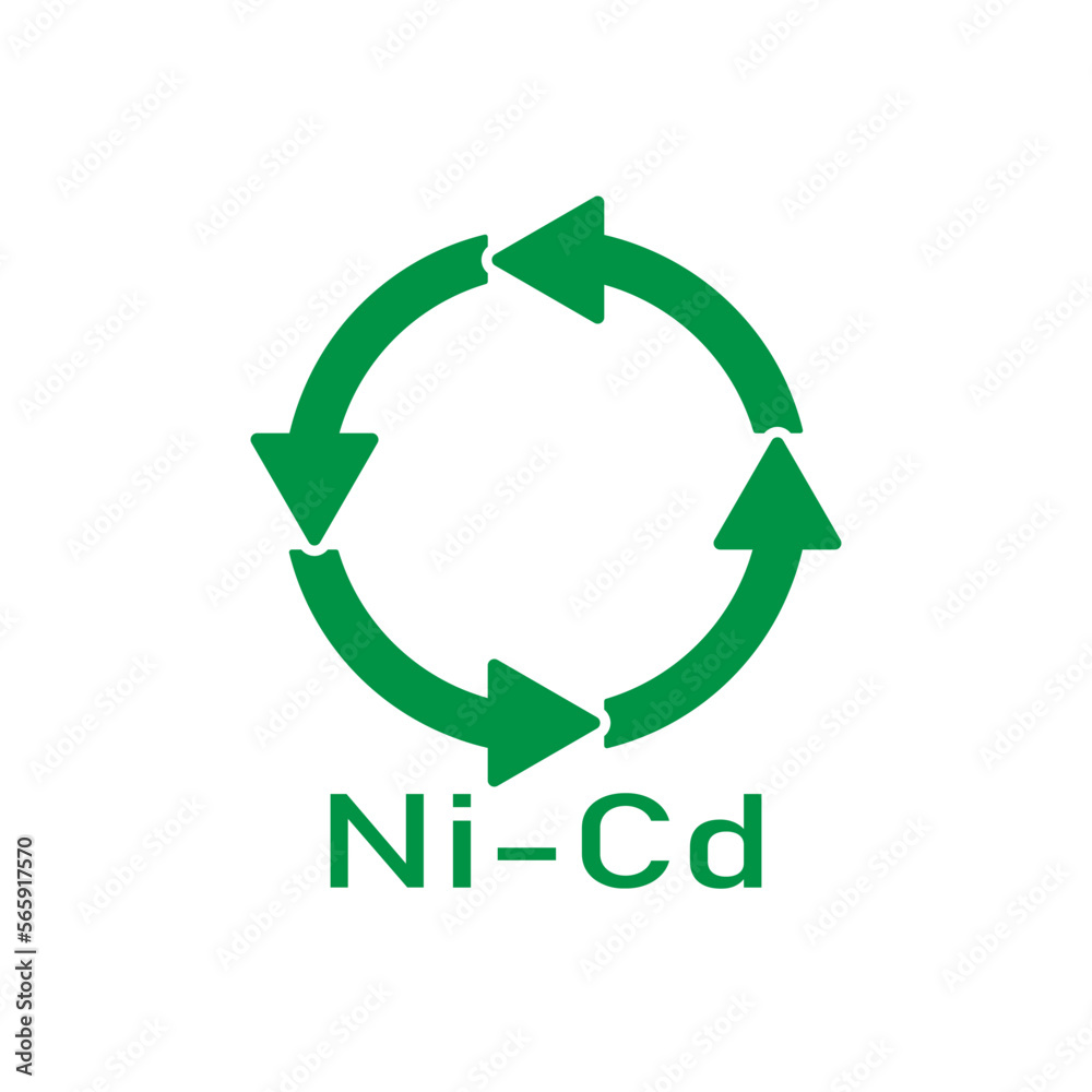 Battery recycle ni-cd, vector illustration, sign. Battery recycle ni-cd, vector illustration, sign.