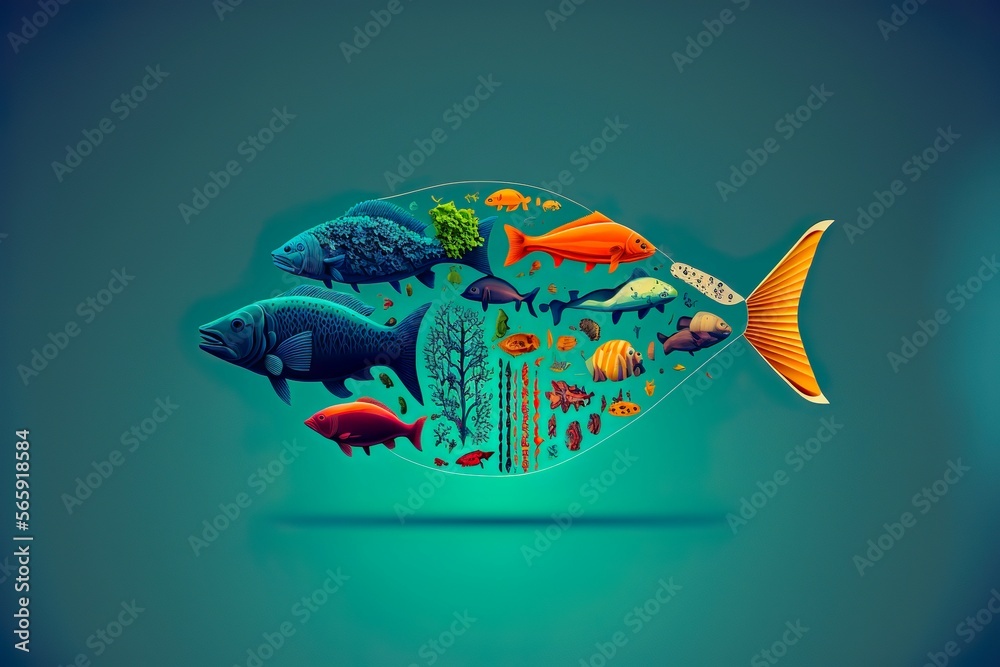 Illustration of food chain highlighting the importance of biodiversity Biology Diagrams