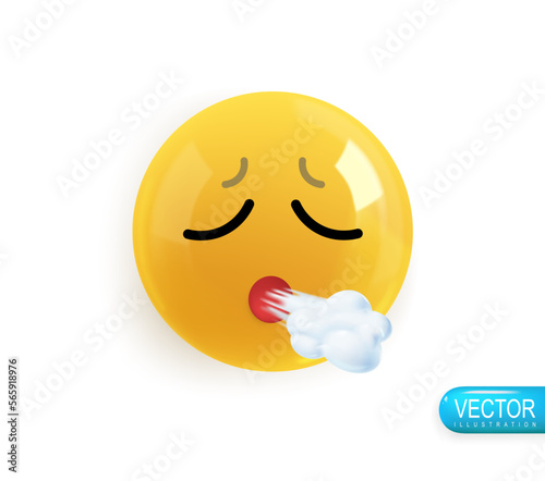 Emotion Realistic 3d Render. Icon Smile Emoji. Vector yellow glossy emoticons. PNG