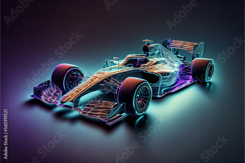 A f1 car design view as a hologram. Generative ai © David