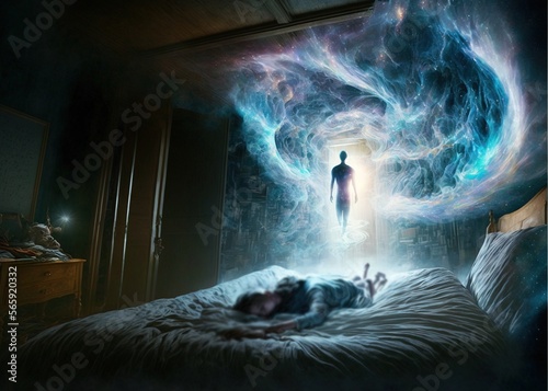 Lucid dreaming astral projection illustration generative ai photo