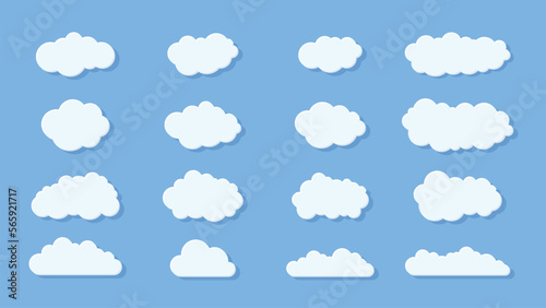 Collection of paper cloud icons. Vector illustration