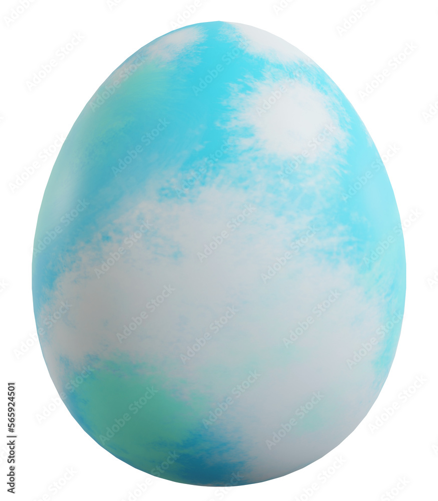 Blue painting easter egg, 3d rendering