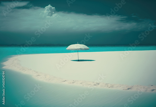beach with umbrella. sketch art for artist creativity and inspiration. generative AI 