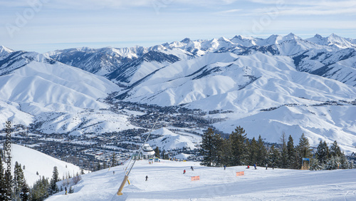 Sun Valley ski resort, view over the town of ketchum-
