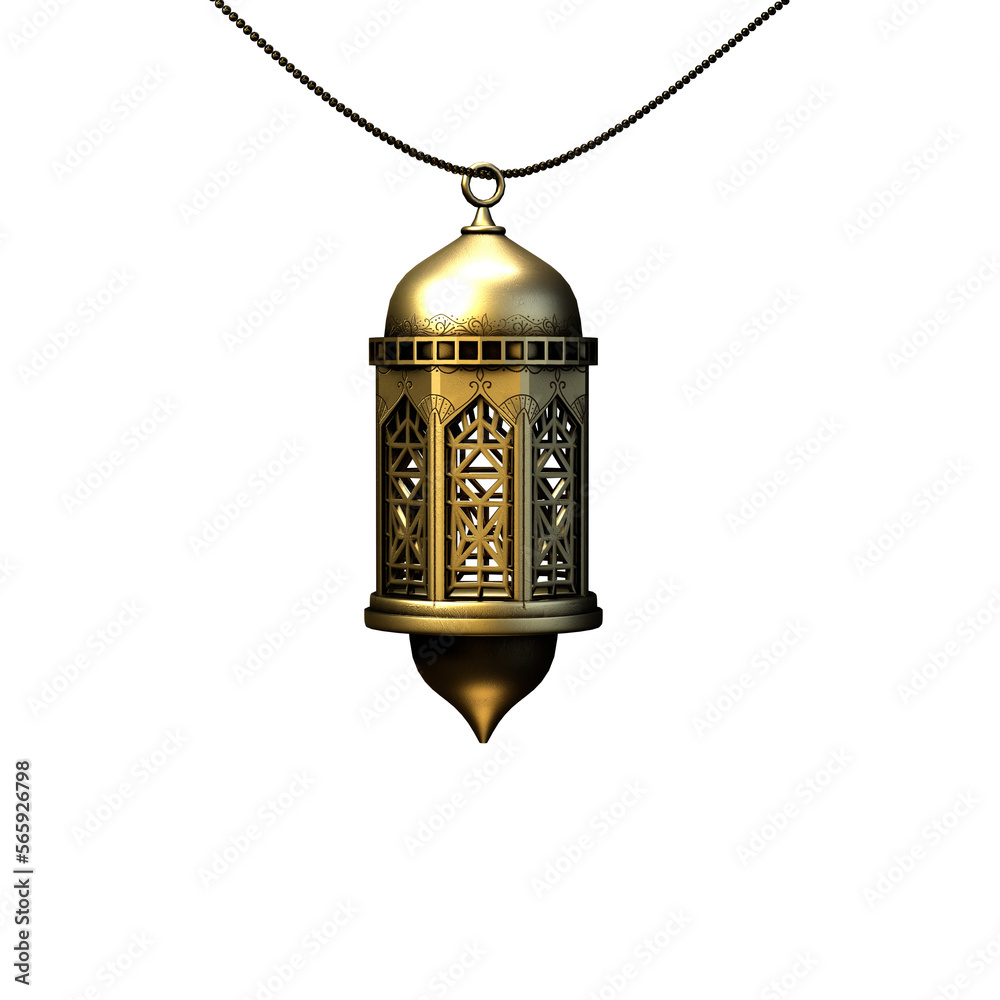 3d render of a lantern with golden material, transparent background 3d render of a lantern with golden material, transparent background