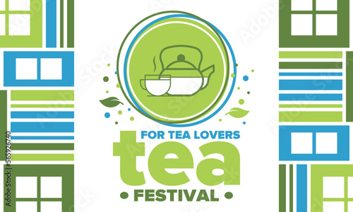 Tea Festival. For tea lovers. Event for professionals in the tea industry. Tea ceremony. Delicious leaf tea. Cafes and restaurants. Trainings for baristas from staff schools. Creative Illustration