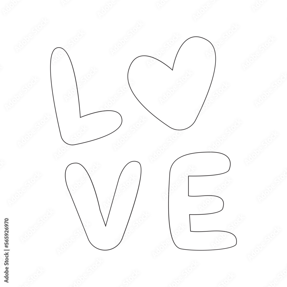 Font Love Valentine Sticker Outline 2D Illustration Font Love Valentine Sticker Outline 2D Illustration