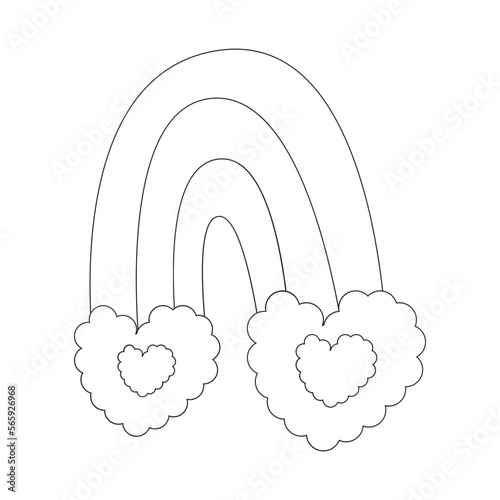 Rainbow Valentine Sticker Outline 2D Illustration