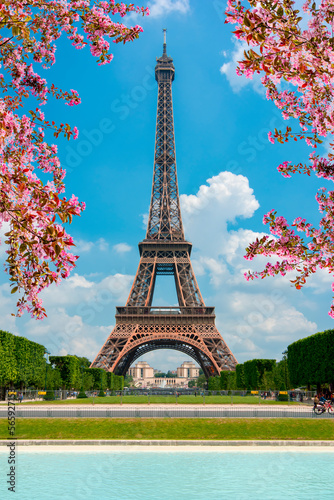 Eiffel Tower and Field of Mars in spring, Paris, France photo