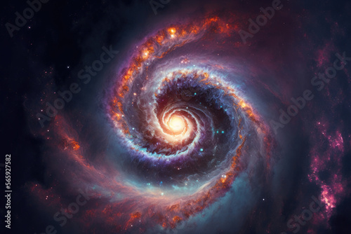 Cosmic void with swirling stars, swirling galaxies, and intense nebulae, generative ai