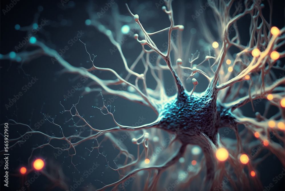 Neurons and Synapses firing signals. Generative AI Stock Illustration ...
