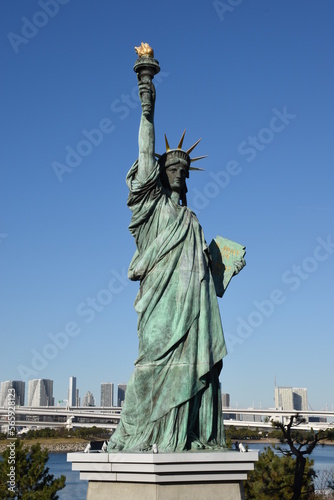 For a taste of New York City with views of Tokyo Bay with famous Rainbow Bridge in the background, visit Odaiba's replica of the famous Statue of Liberty. © Magdalena