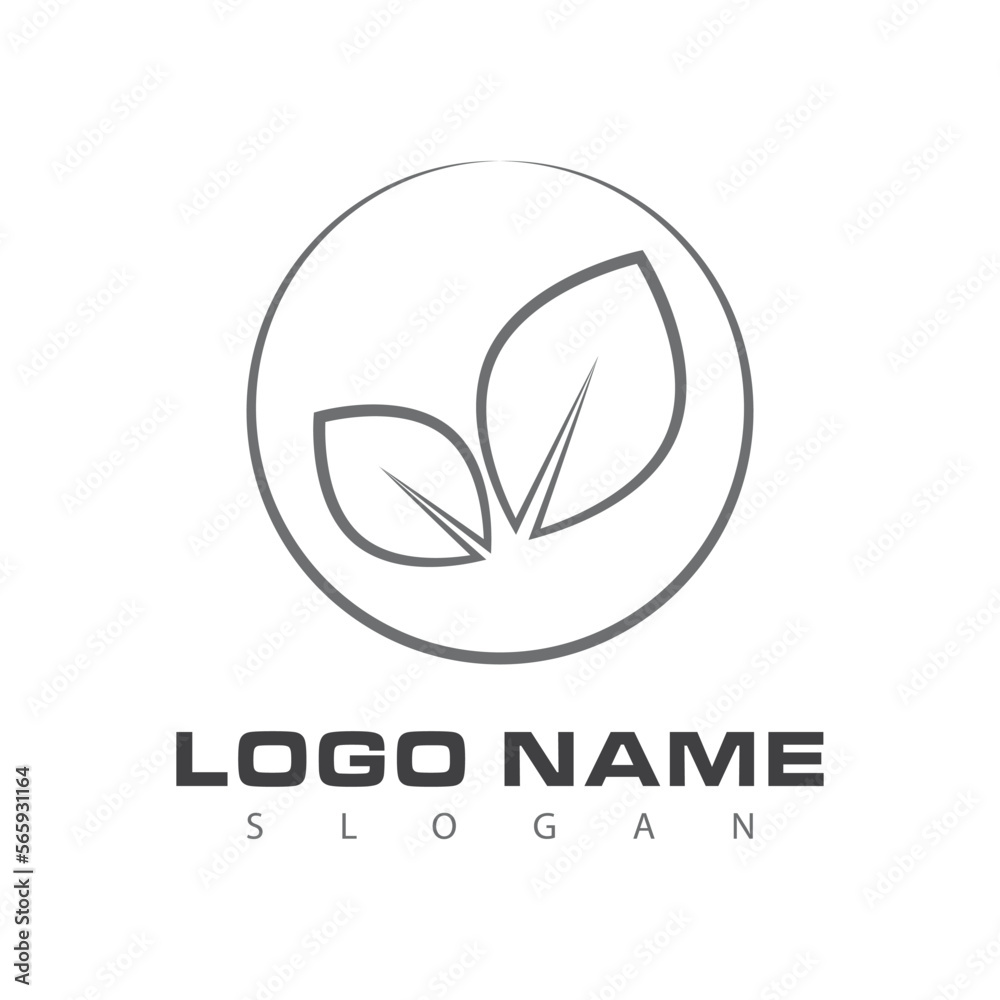 Obraz premium Leaf and Shutter Lens Aperture for Nature Photographer logo design inspiration