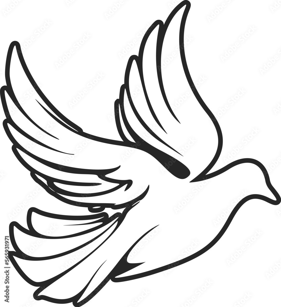 Vetor de Universal Black and white dove logo. Perfect for any company