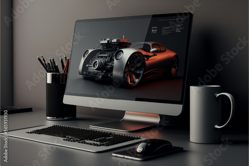 Modern computer created by generative AI technology
