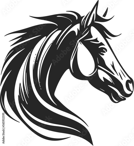 Universal Black and white horse logo. Perfect for a fashion brand or high end product.
