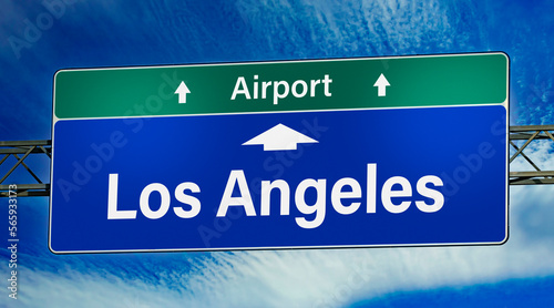 Road sign indicating direction to the city of Los Angeles