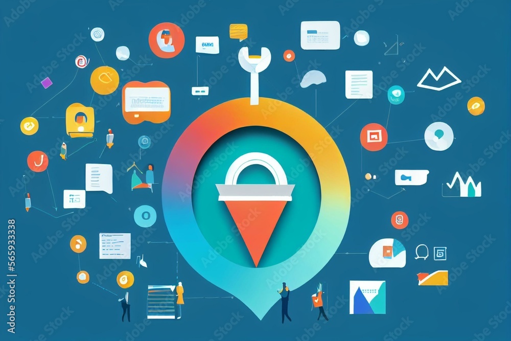 Sales funnel doodle icons, linear business signs loudspeaker ...