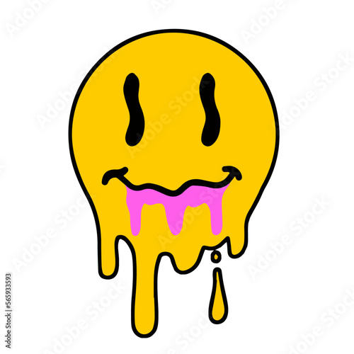 Acid smile face. Psychedelic symbol of rave