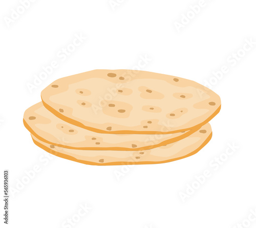 Pita bread. Stack of Ingredient for making kebab
