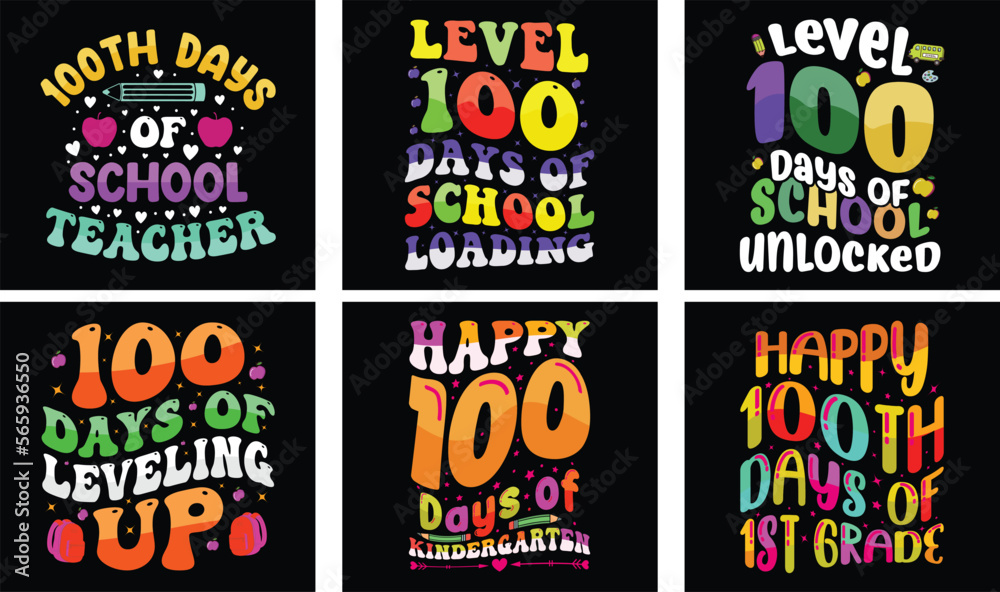 100 Days of School T-shirt Design Bundle. 100 Days of School Vector. Typography t-shirt design. 100 Days of School T-shirt Design Bundle. 100 Days of School Vector. Typography t-shirt design.