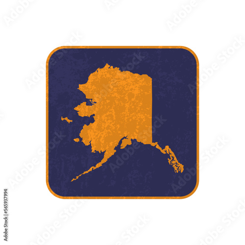 Alaska state map square with grunge texture. Vector illustration.