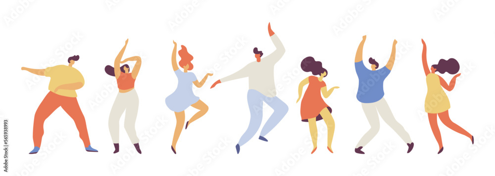 Dancing people silhouette flat vector set. Party. . Stock Vector ...