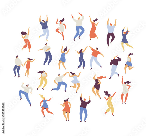 Dancing people silhouette flat vector set. Party. .