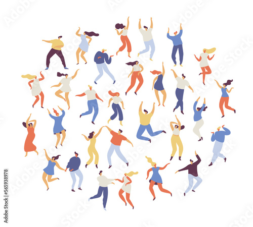 Dancing people silhouette flat vector set. Party. .