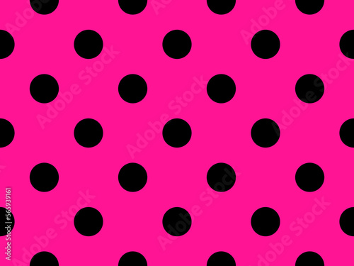 black colour polka dots pattern over deep pink useful as a background