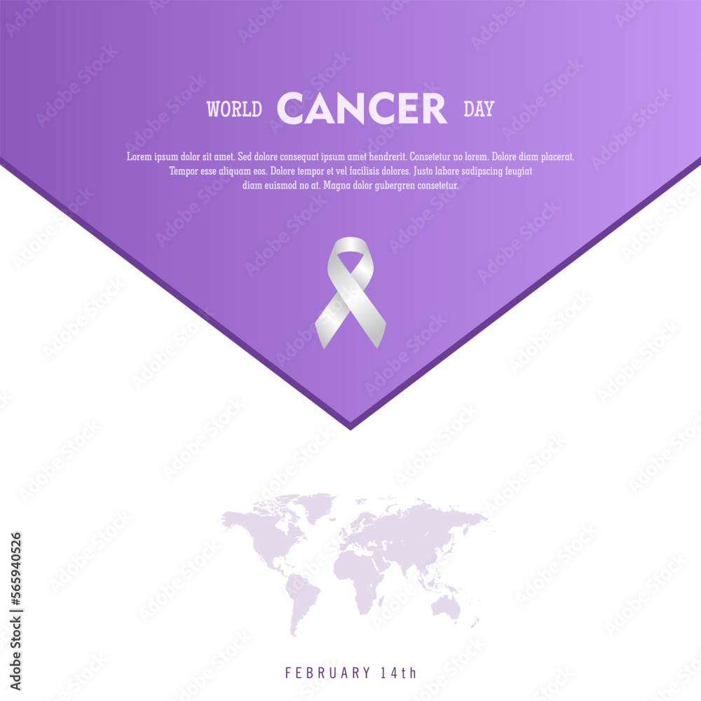 February 4, World Cancer Day. Lavender Ribbon with beauty color design February 4, World Cancer Day. Lavender Ribbon with beauty color design