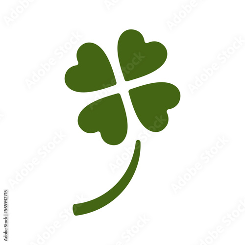 St Patrick's Day lucky Irish clover petals with stem green vintage icon vector flat illustration