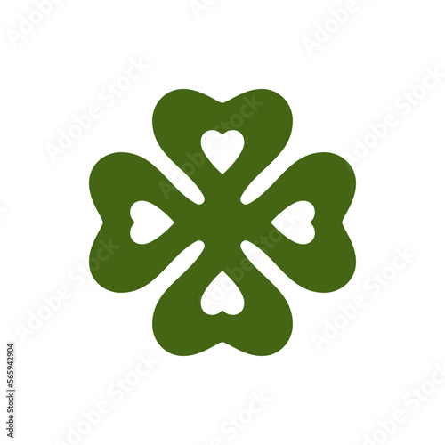 Saint Patrick's Day Irish luck and love green clover vintage icon vector flat illustration
