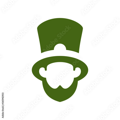 St Patrick's Day lucky Irish leprechaun hat portrait silhouette vintage icon vector flat