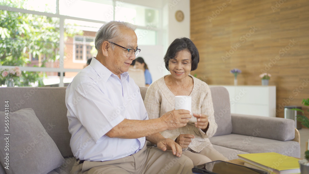 Portrait of happy smiling Asian sick old couple senior elderly patient, woman person in nursing home or hospital in medical healthcare concept. People lifestyle. Family wife and husband Portrait of happy smiling Asian sick old couple senior elderly patient, woman person in nursing home or hospital in medical healthcare concept. People lifestyle. Family wife and husband
