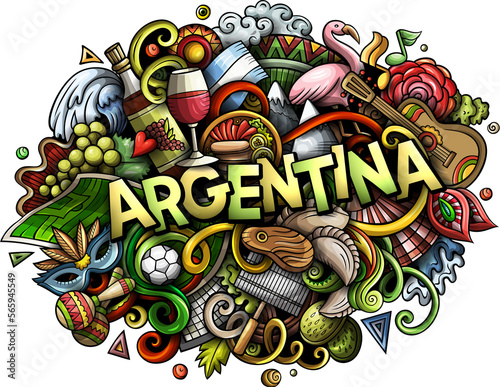 Argentina detailed lettering cartoon illustration