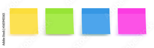 Sticky colored notes. Post note paper. Vector