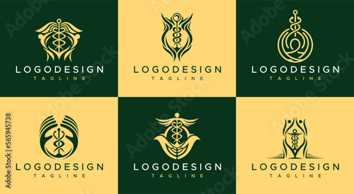 Luxury healthcare pharmacy logo design template