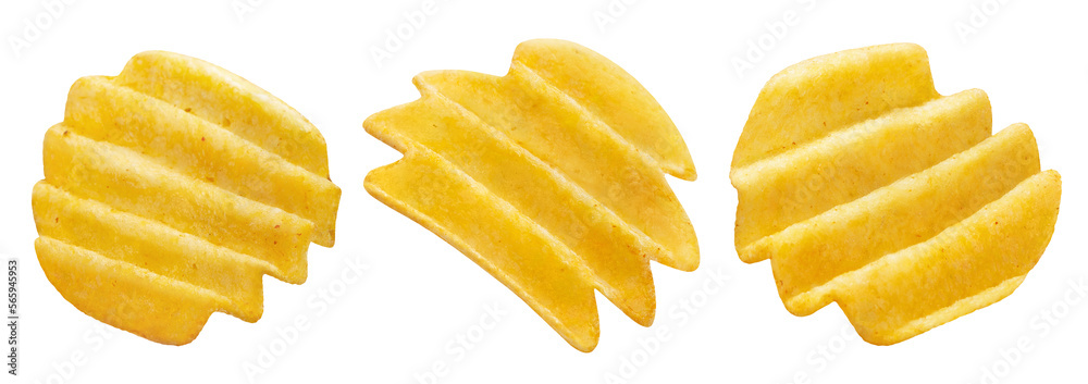 Set of delicious potato chips cut out Set of delicious potato chips cut out