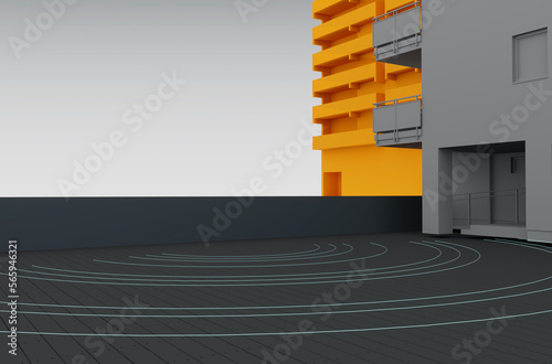 Sedan car 3d render back sonar