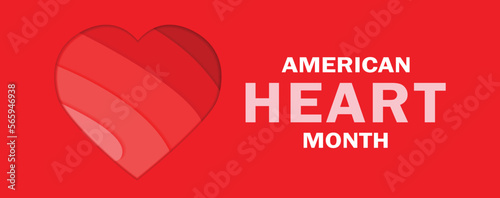 american heart month banner, vector illustration
