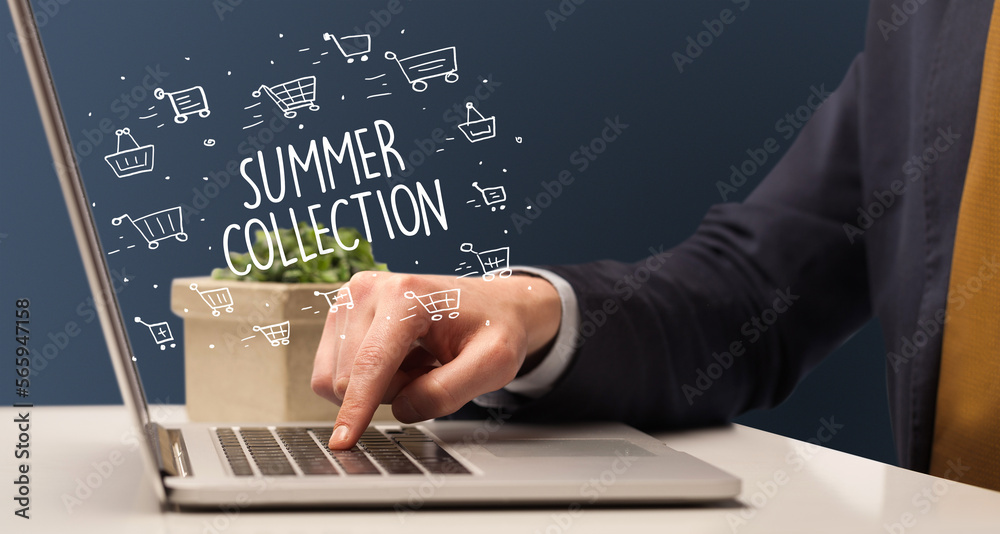 Businessman working on laptop, e-commerce concept Businessman working on laptop, e-commerce concept