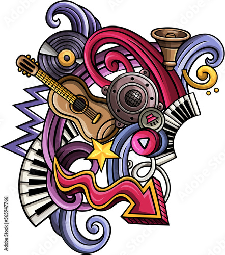 Music detailed cartoon illustration