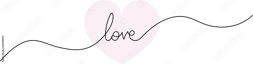 Continuous one line drawing love word embracing vector illustration minimalism design. Romantic relationship concept for wedding and Valentine's day card celebration. Pink big hearth Continuous one line drawing love word embracing vector illustration minimalism design. Romantic relationship concept for wedding and Valentine's day card celebration. Pink big hearth