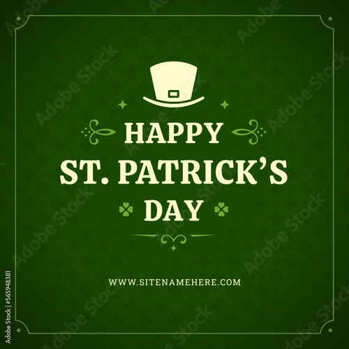 St Patrick's Day happy Irish holiday social media post template vintage vector illustration