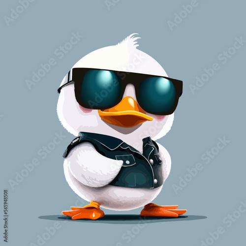 gangster white duck character in sunglasses. Vector illustration