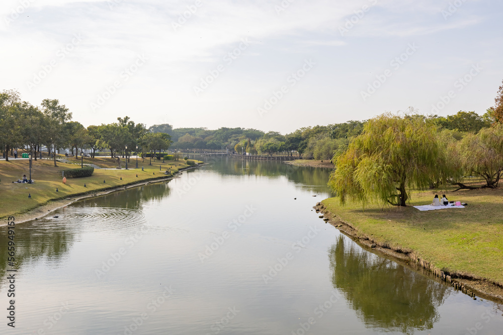 Fototapeta premium Sunny exterior view of the Tainan Metropolitan Park