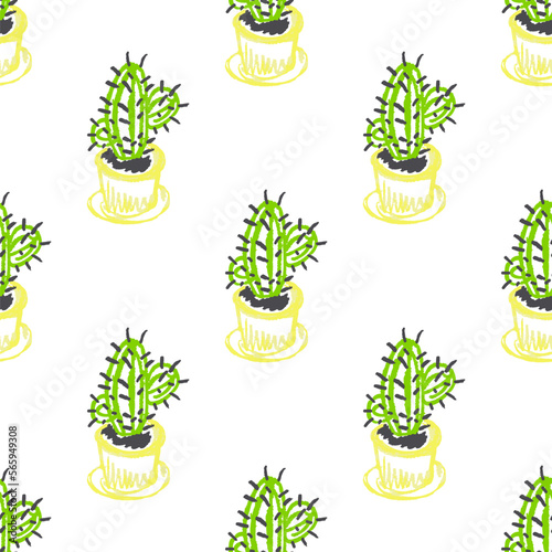 Seamless pattern. Children's drawings with wax crayons