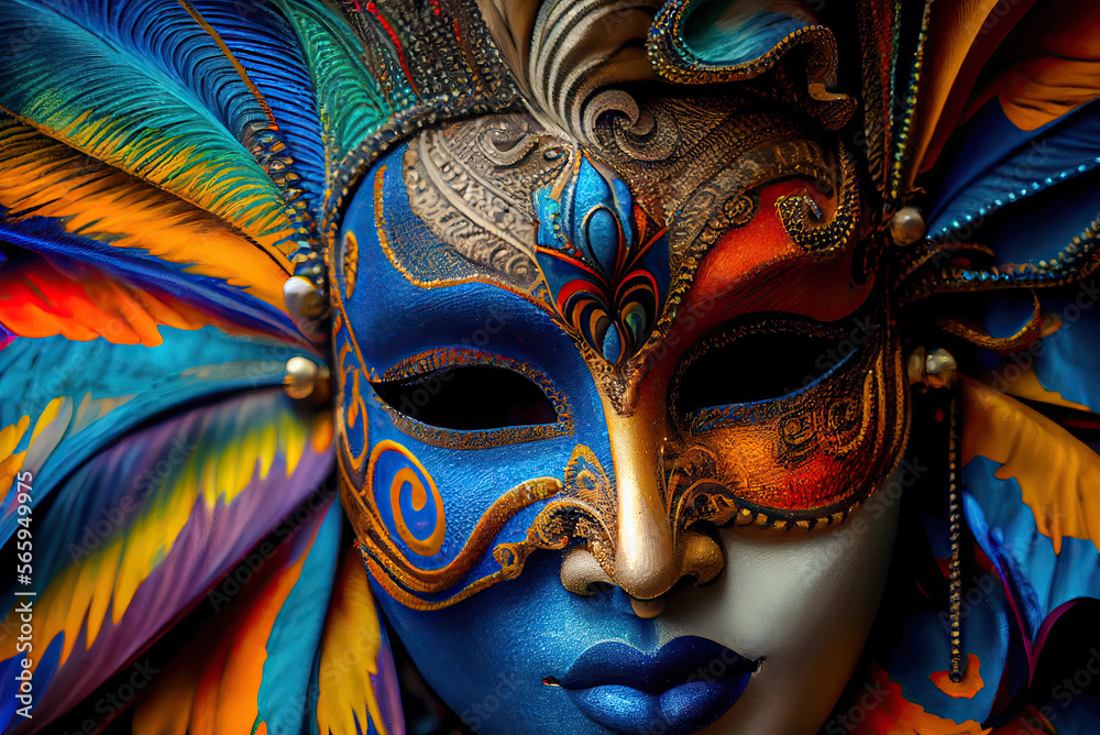 Beautiful mask for carnival in Rio de Janeiro created with AI Beautiful mask for carnival in Rio de Janeiro created with AI
